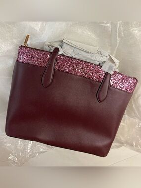 Kate Spade Burgundy Glitter Tote